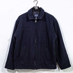 GAP Wool Blend Zip Jacket Medium Y2K Classic Preppy   *in vintage worn condition